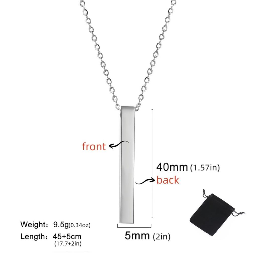 Customized Name Quotes Date Multi Sided Engraved Necklace Stainless Steel Personalized Cube Bar Necklace Fashion Couple Jewelry