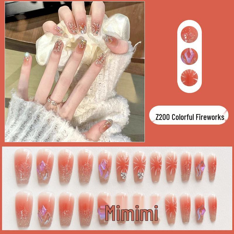 

Накладные ногти Wen Jingling Glittering Fireworks Elf - Прозрачный лед с ослепительными бриллиантами, многоразовые и простые в нанесении.