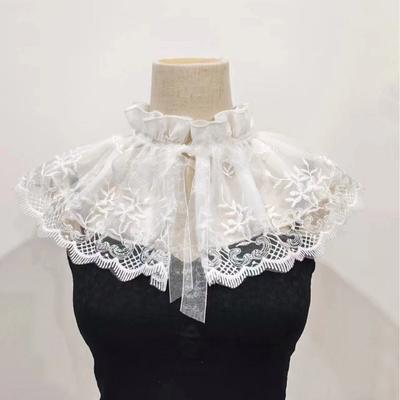 Cape Embroidered Lace Fake Collar Small High Collar Embroidery Small Shawl Double-layer Blouse Shoulders Decoration