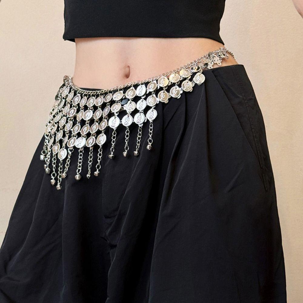 Bell Metal Tassel Waist Chain Vintage Ethnic Style Belt Bohemian Style Waistband  Beach Accessories