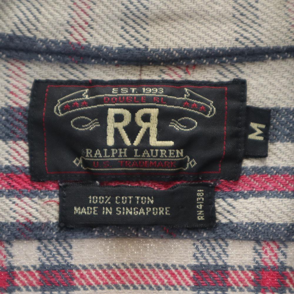 RRL 90s Initial Tag Red 3 Stars Old Long Sleeve Heavy Flannel Check Shirt Men's Used