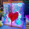 Teddy Bear Night Light Prismatic Iridescent LED Bear Lamp DIY Assembly Colorful Bunny Lamp for Valentine's Day Gift Bedroom Party Decor