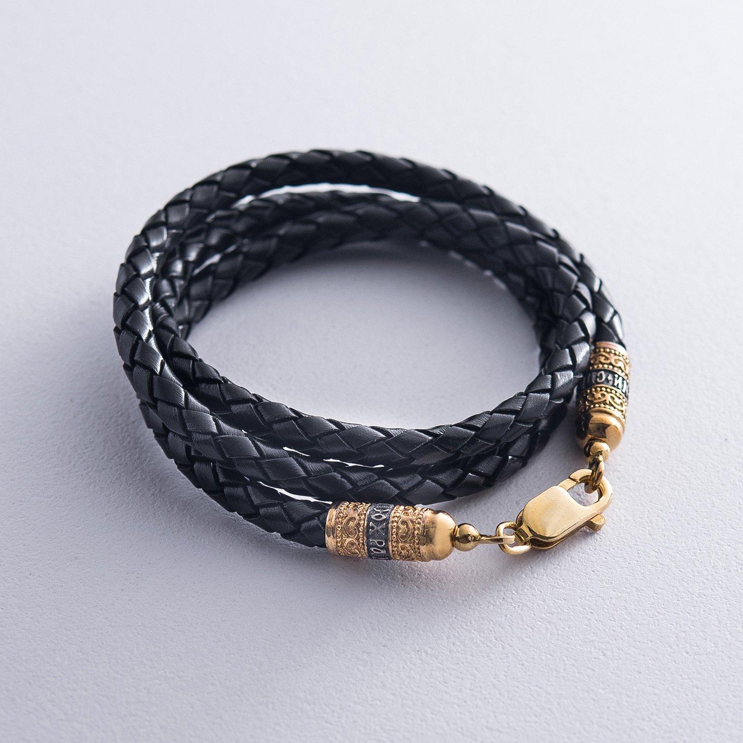 

Шкіряний шнурок Врятуй та Збережи зі срібною застібкою Oniks 50 срібний