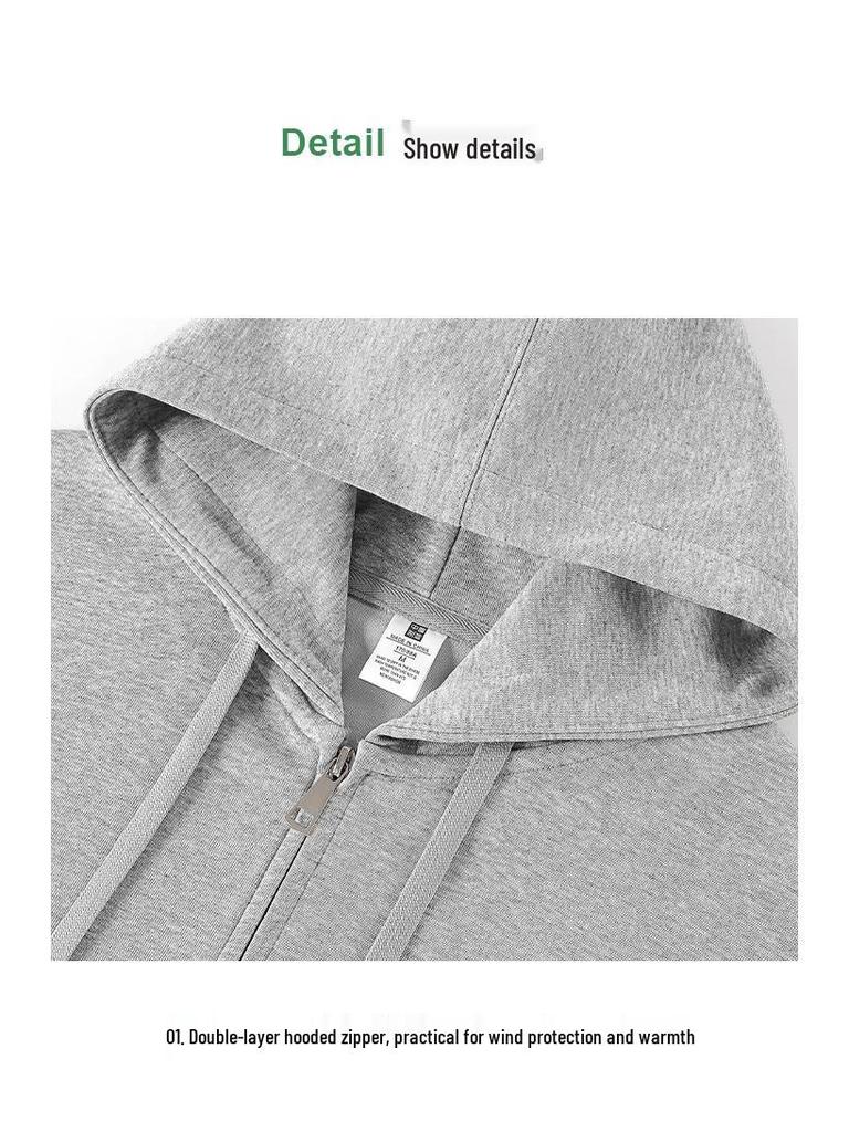 Unisex Zippered Hooded Sweatshirt - Solid Color, Loose Fit, Versatile Autumn Casual Hoodie Jacket