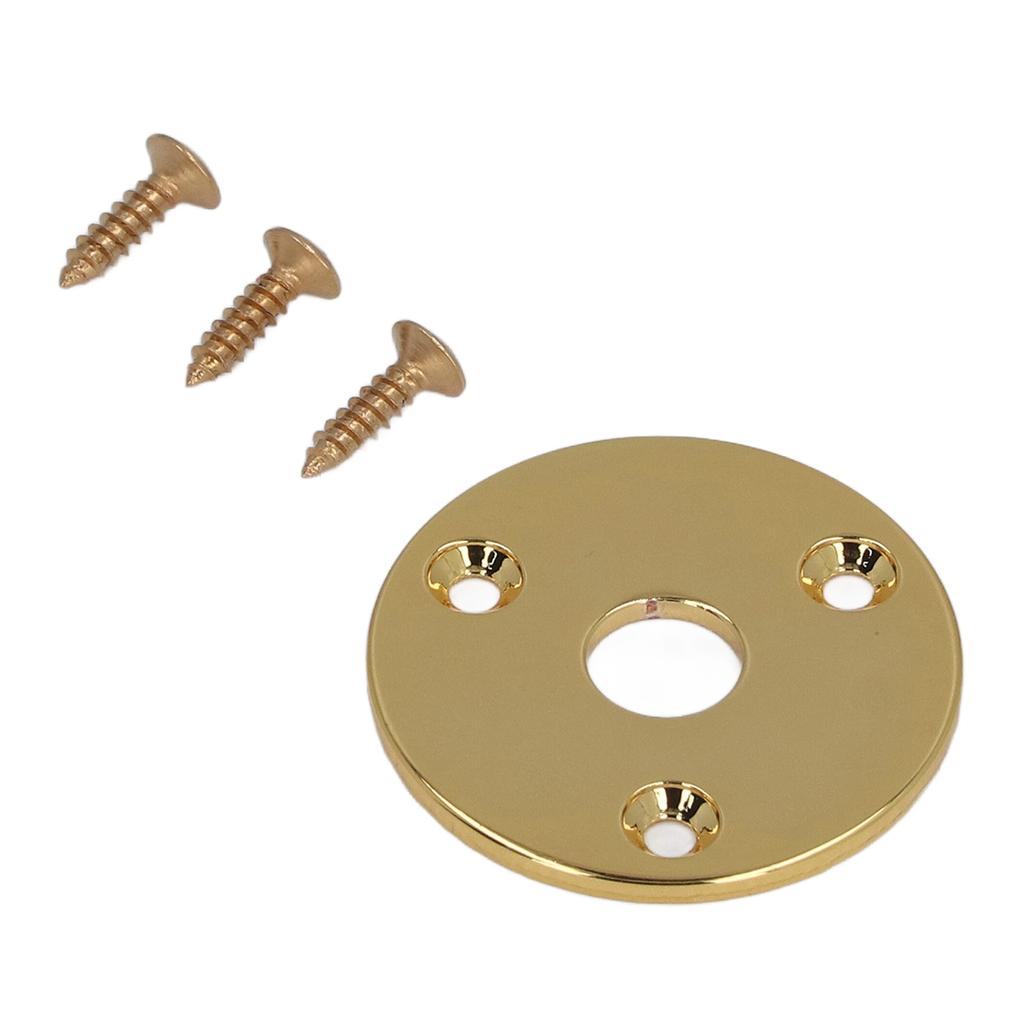 Guitar Socket Plate Round Metal Input Output Cover Replacement Hardware for Bass with Mounting Screws