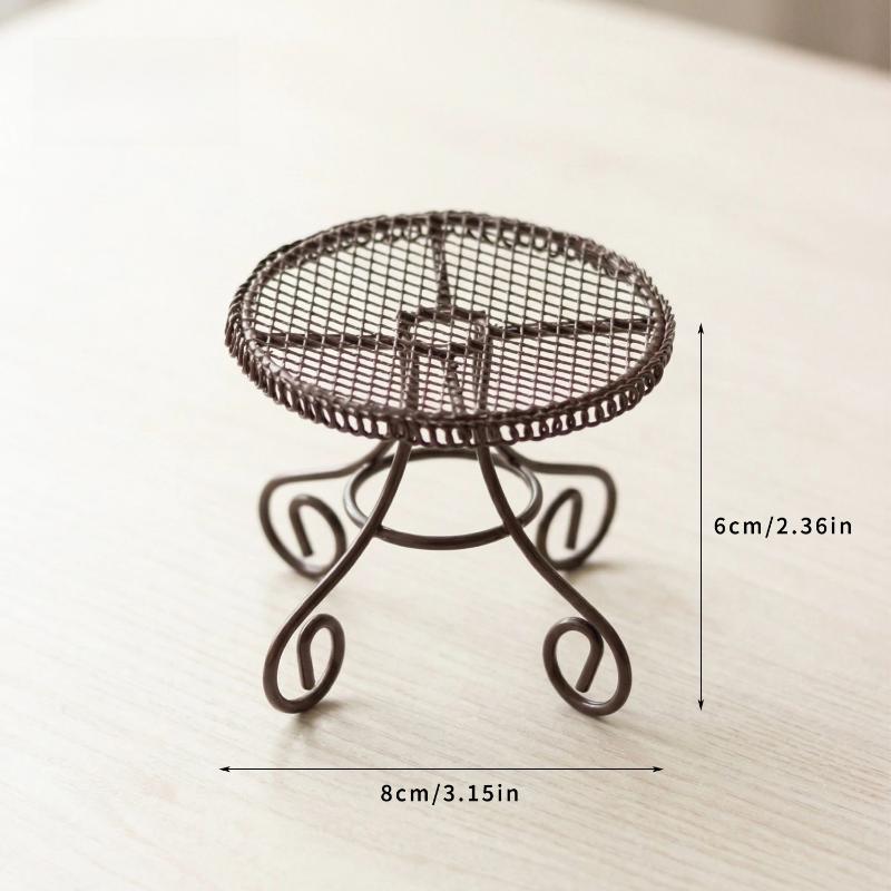 1/3Pcs Dollhouse Garden Display Ornament Prop Accessory Miniature Table Chair Model Tiny Home Decor Iron Furniture