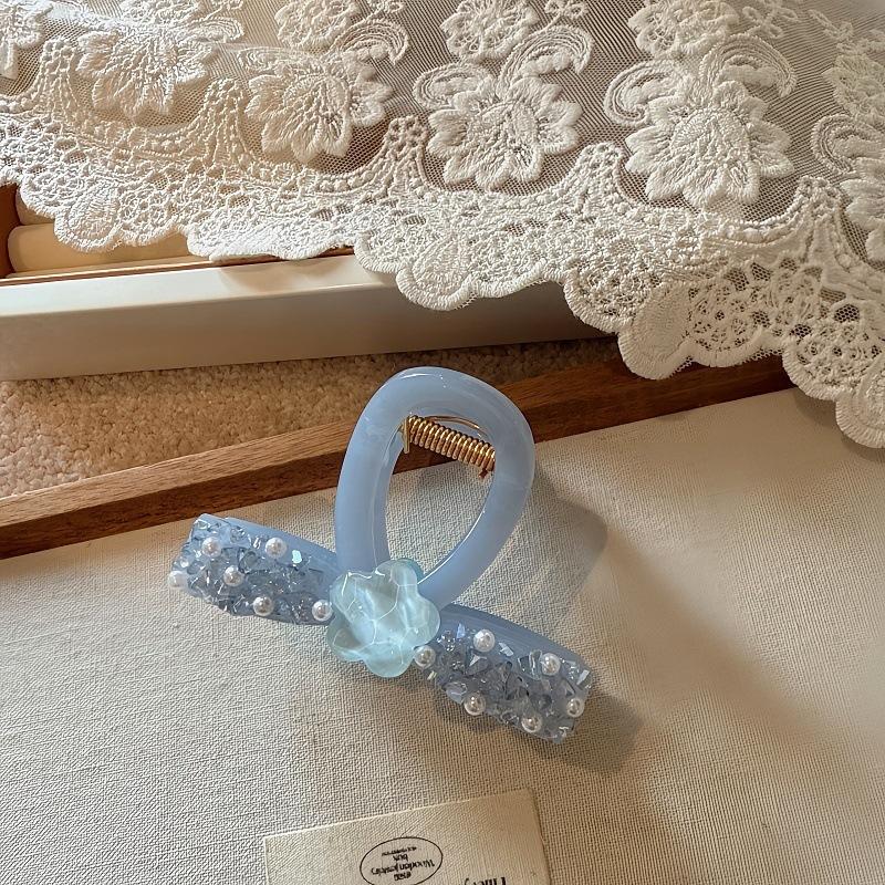 Blue Crystal Heart Claw Clip, Elegant Hair Claw for Half-Up Styles, Premium Quality, Hair Clip For Thick Hair, Perfect Gift