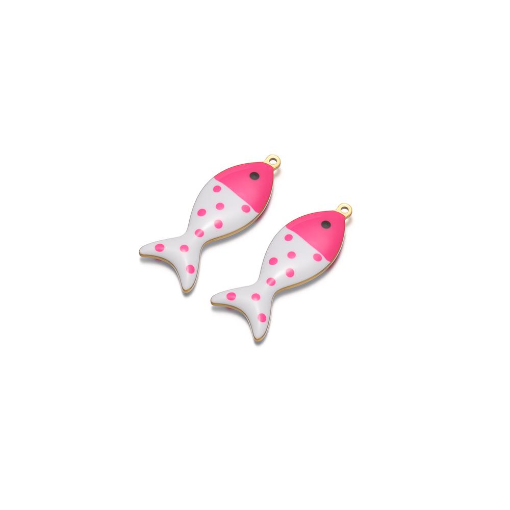 5pcs Stainless Steel Enamel Garrupa Dot Fish Cute Charms for DIY Earrings Making Jewelry Necklace Women Kids Bracelet Pendants