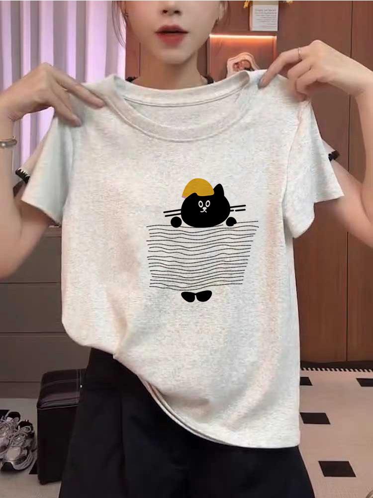 2026 Women's Fashionable Pure Cotton Short-Sleeve T-Shirt: Casual, Versatile, Stylish Summer Top