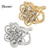 Electroplated Scarf Accessory Rhinestone Flower Ring, Six Petal Clip Fashion Jewelry Sparkling Holder for Women Shirts Silk Scarves Shawls Smooth