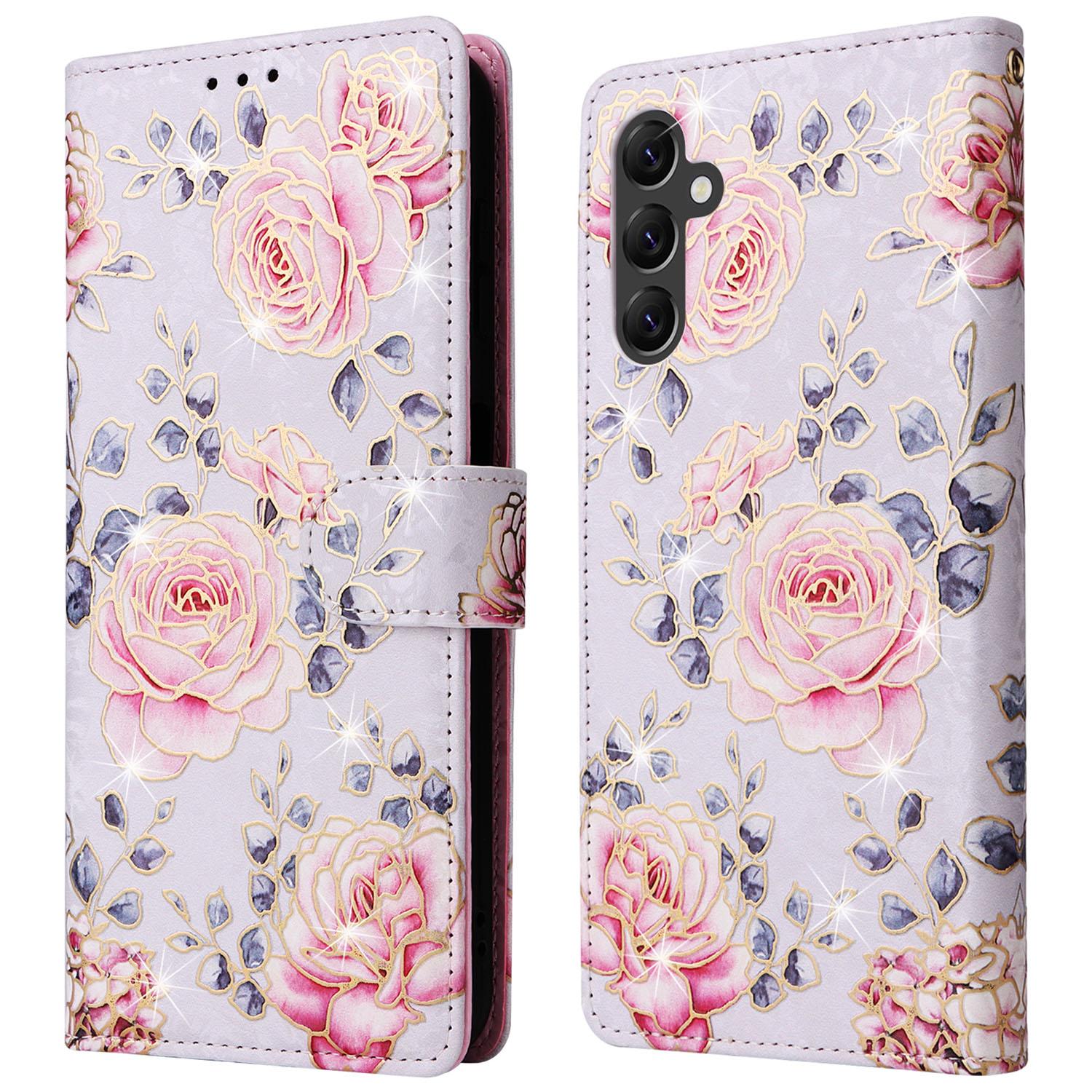 

Для Samsung Galaxy A14 5G чехол RFID блокирующий кожаный кошелек чехол для телефона Rose Flower