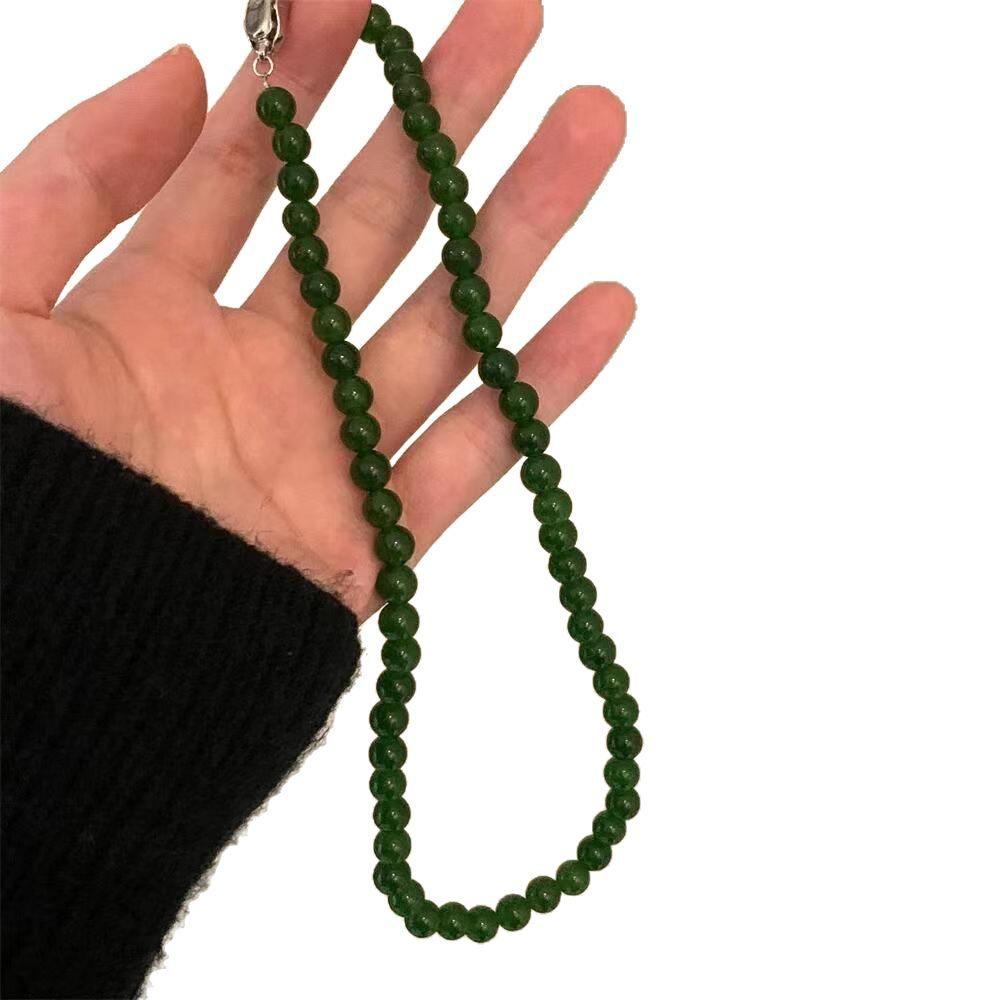 

Новое китайское ожерелье из натурального зеленого агата, женская ретро-цепочка на ключицу в национальном стиле