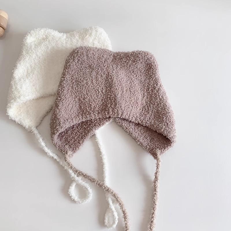 Solid Color Plush Baby Ear Protection Hat for Boys and Girls - Warm Autumn/Winter Style