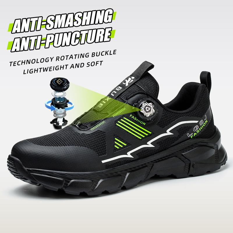 Fashion Lightweight Rotating Button Work Sneakers Protective Shoes Safety Puncture-proof Anti-smash Steel Toe Shoes Man Non-slip Sneaker