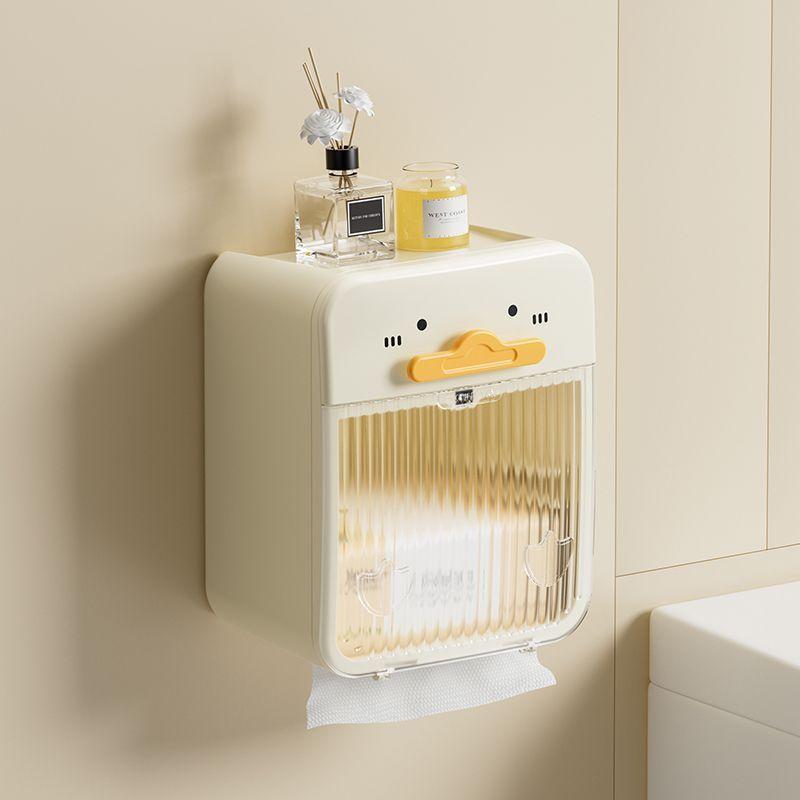Toilet Paper Box Bathroom Roll Paper Holder Double-layer Waterproof Storage Rack Wall Mounted No Drilling Transparent