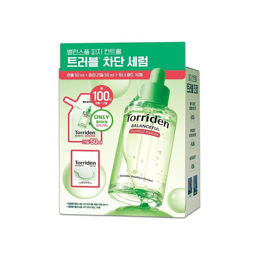 Torriden Balanceful Cica Control Serum 50ml Limited Refill Set (50ml Refill + 10 Pads) Serum 50ml + Refill 50ml + Pads 10 sheets