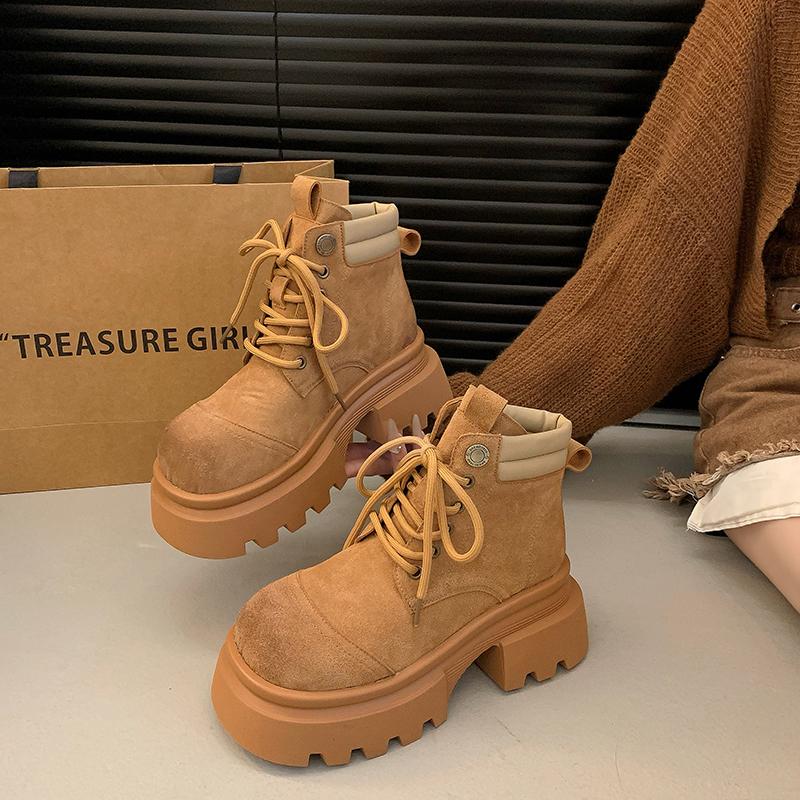 Fashion Fashion New Platform Women's Ankle Boots Fashion Ladies Thick Sole Round Toe Boots Short Boots Winter Motorcycle Boot 2024