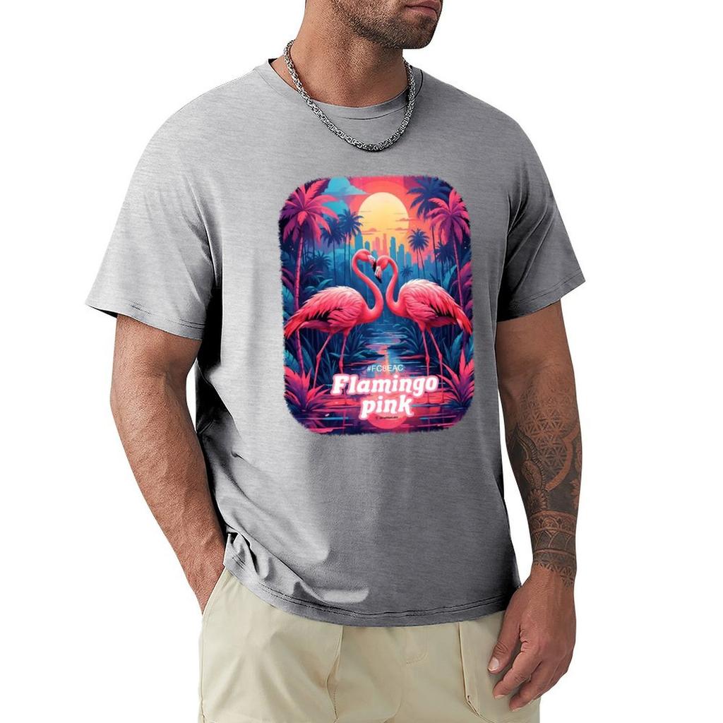Flamingo Pink T-Shirt Graphic Tee Shirt Funnys Men Clothes