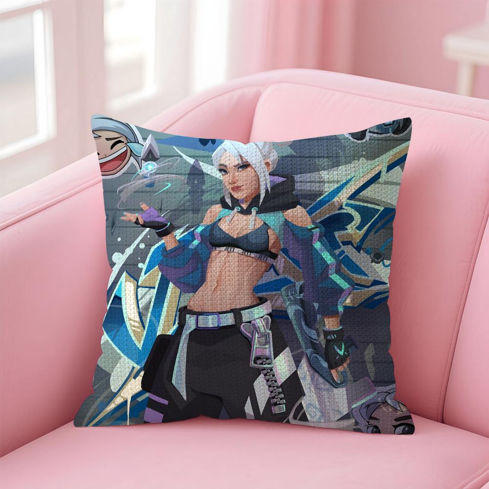 Games VVALORANTS Cushion Cover Natural Linen Pillow Case DoubleSided Print Decorative Sofa Pillowcase Home Decor Gift
