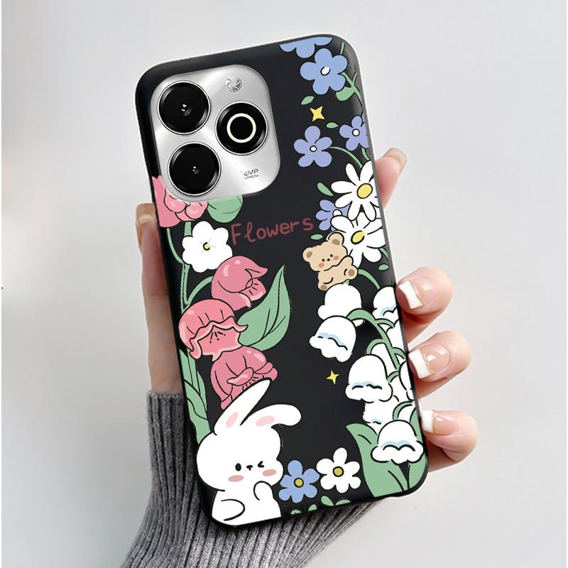 Phone Case For Umidigi G100X / G9X Case Luxury Cute Love Heart Rabbit Cartoon Funny Cover Black Soft Silicone Protective Casing