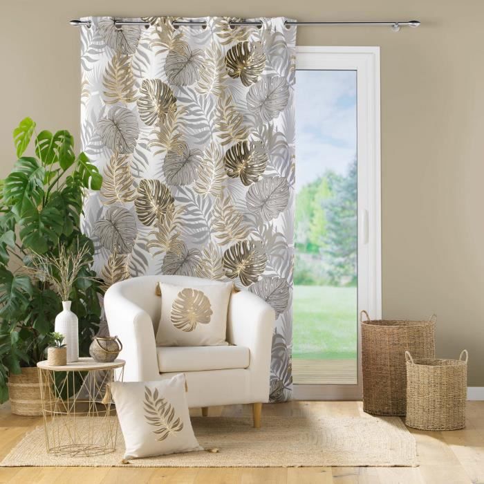 Coussin - Mogador - 40 x 40 cm - Poly coton - Motif palmier - Déhoussable avec zip