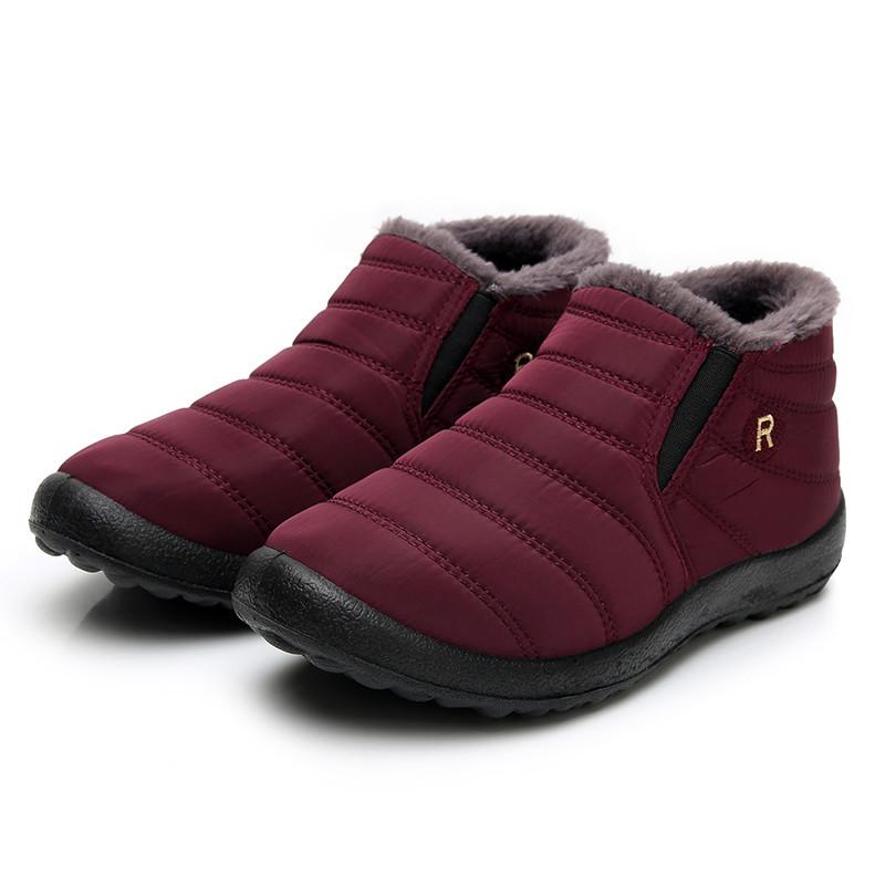 Winter Damenschuhe - Wasserdichte Kurze Baumwollschuhe Wollgefütterte Warme Freizeitschuhe Dicke und Rutschfeste Schuhe