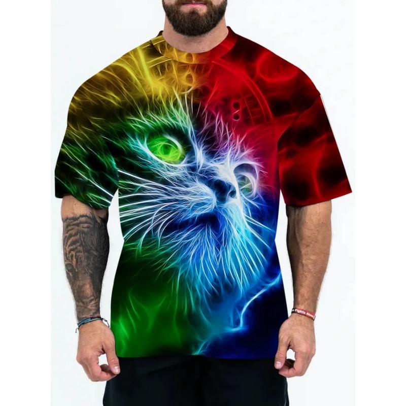 Letní 3D digitálně potištěné pánské tričko pro dospělé se zvířecími vzory Pánská trička