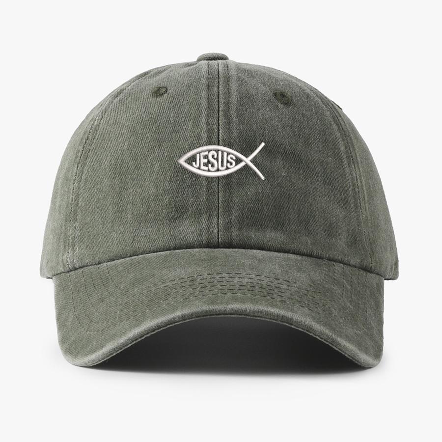 Embroidered Jesus Fish Design Men Women Wash Cotton Soft Baseball Caps Adjustable Dad Duck Tongue Cap
