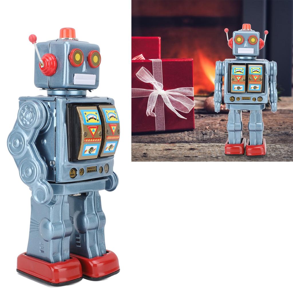 Metal Tin Robot Toy Retro Electric Rotating Figures Model Adult Collection Kids Gift