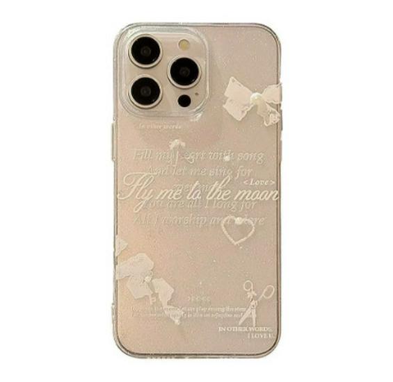 

Glitter Pearl Lace Bowknot Phone Case - Transparent Soft Cover for iPhone 17 Pro Max, 15, 14, 12, XR, XS, 7, 8 Plus, 16 - Niche Trendy Design iPhone 15 Pro