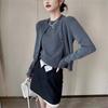 Lazy Wind Soft Waxy Gray Knitted Sweater Set Women's Autumn Temperament Wear Knitted Sweater Cardigan Two-piece Set