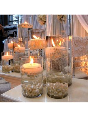 Portavelas de Cristal Cilíndrico Transparente Pilar Vidrio de Borosilicato Alto Portavelas Jarrón Decoración Fiesta de Boda(Velas no incluidas)