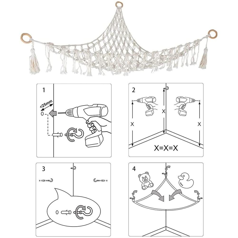 Stuffed Animal Hammock Toy Storage Hammock Net Wall Sling Mesh Kids Toy Organizer Net