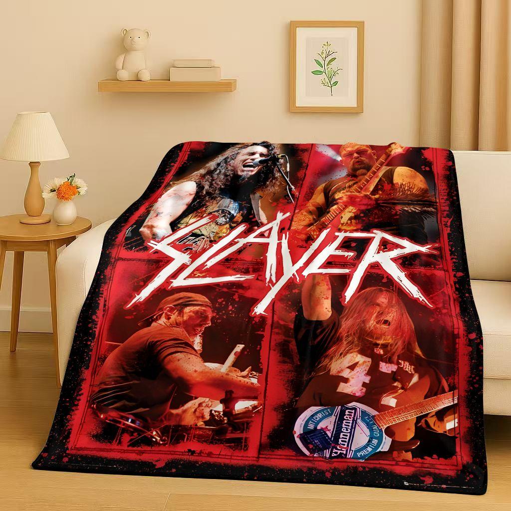 3D Slayer Thrash Metal Rcck Music Band Sign Flannel Blanket,Ultra Soft Warm Plush Throw for Home Bedroom Bed Sofa Cover Gift Kid