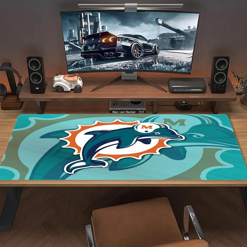 Miami Dolphins Logos Color Mouse Pad Large Gaming Table Cushion Non-slip Laptop Tablet Big Mousepad XXL Mat Mini PC Playmat With Lock edge