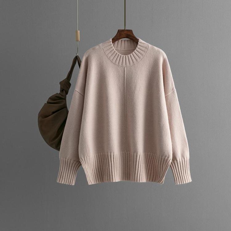 Women Casual Long Sleeve O Neck Diamond Knit Sweater Autumn Winter