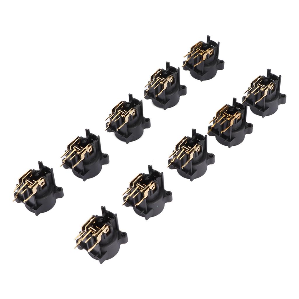 10pcs XLR Female Jack Socket Connector 6.5mm Panel Mount Socket Connector for AV Equipment Car