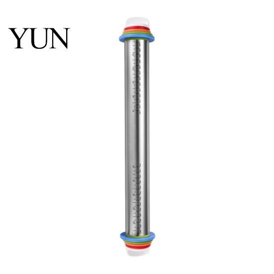 Safe Food Grade Tool for Pastries Rolling Pin with Thickness Rings, Ergonomic Measurement Markings Kitchen Tool, Sturdy Baker Accessories Home