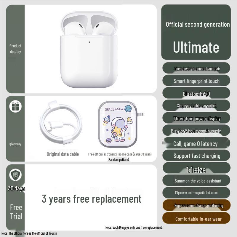Second-Gen True Wireless In-Ear Sport Earphones with Noise Cancelling & Long Battery Life, Compatible with Apple, Android & Huawei.
