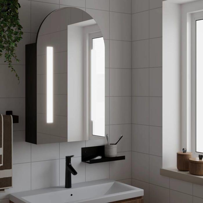 VidaXL Bathroom Cabinet with Arched LED Mirror Black 42x13x70 Cm, Vanity Unit with Mirror, Wall Cabinet with 357975