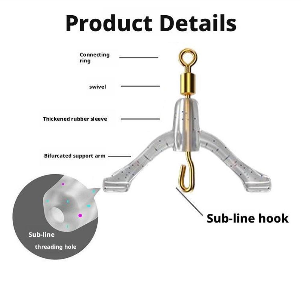 40Pcs Anti-tangle Flat Fishing Line Bifurcation Space Bean Y-Type Contactor Device Fishing Accessory Tying Tool Double Hook