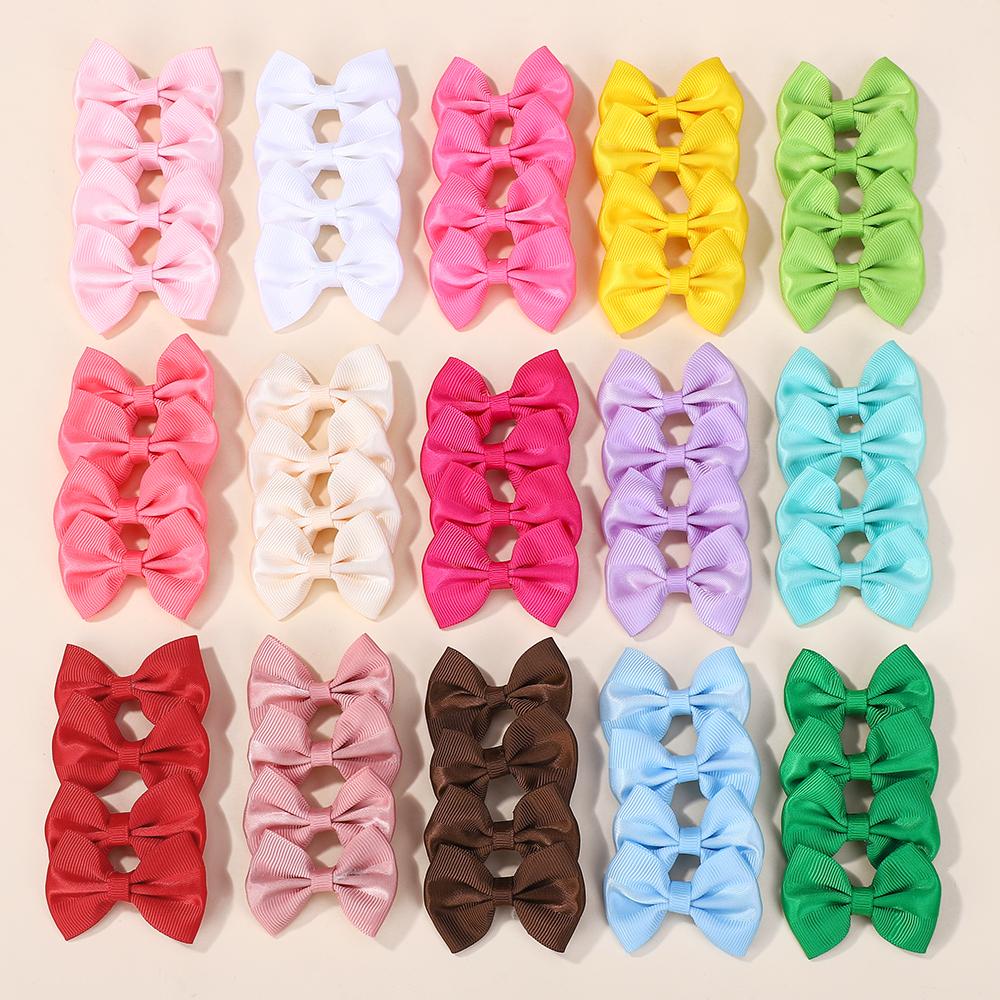 

80Pcs Random girls mini hair bows hair clip for head sweet bowknot solid color hairbangs barrette kids fashion headwear