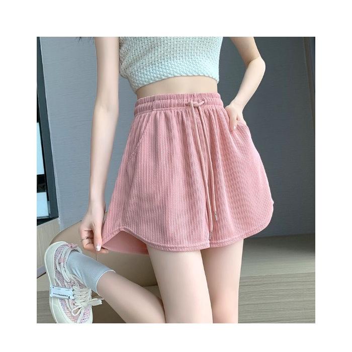 Ice Silk Sports Shorts for For Women In Summer Thin Korean Style High Waist Loose Slim and Versatile Casual A-line Wide-leg Pants