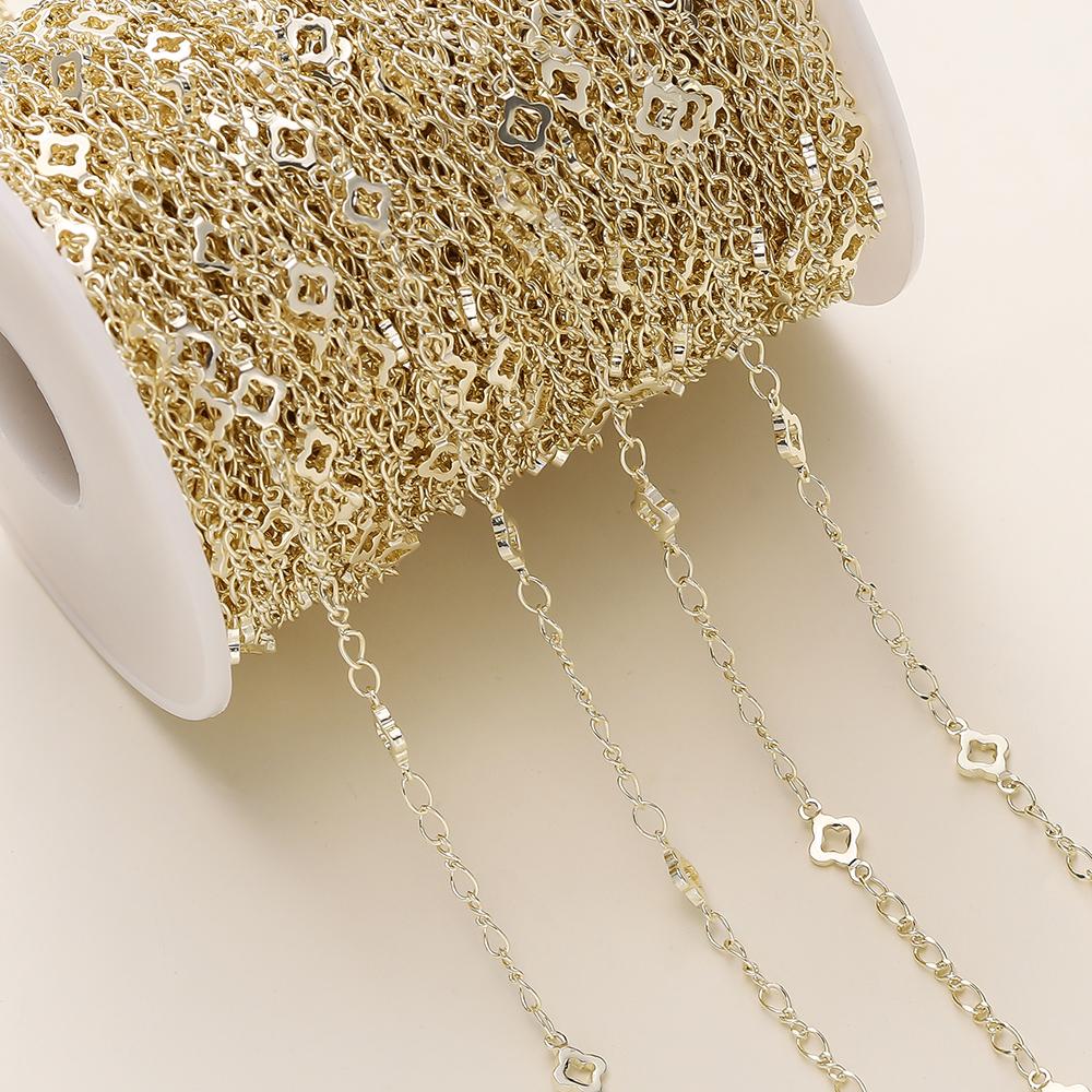 

1Meter/Pack 14/18K Gold Color Plated Copper Clover Chains for Handmade DIY Necklace Bracelets Jewelry Making Accessories