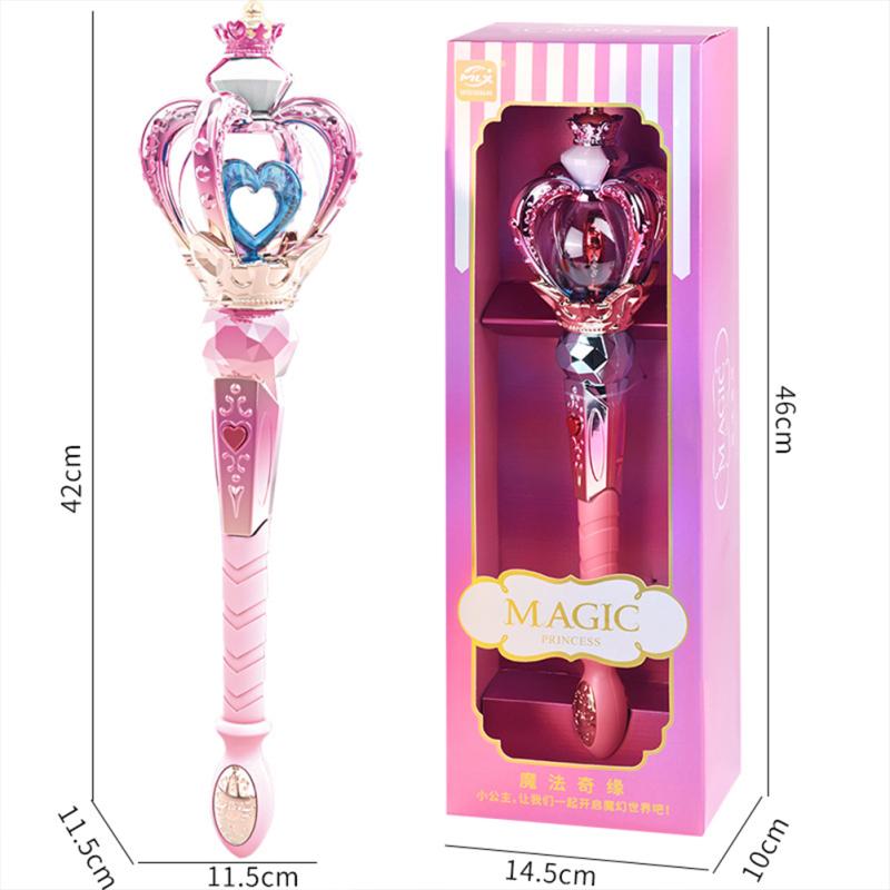 LED svítící koruna hůlka hračka, s rukojetí z křišťálové koule elektrická svítící hudba rotující blikající