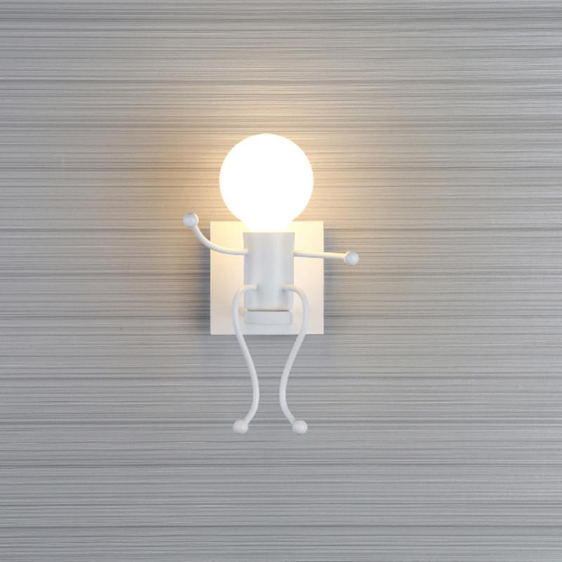 Kreative Humanoide LED Wandleuchte E27 Eisen Cartoon Kleiner Mann Schaukel Wandlampe Kunstdekor für Schlafzimmer Kinderzimmer Wandleuchte Beleuchtung