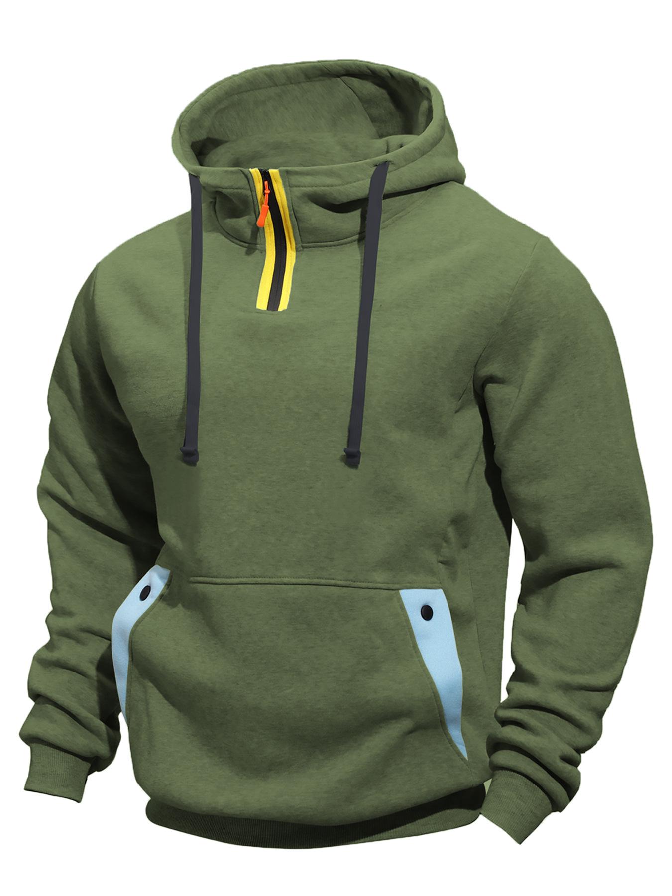 

2025 Men s Casual Patchwork Sports Hoodie Jacket 3XL армія зелений колір