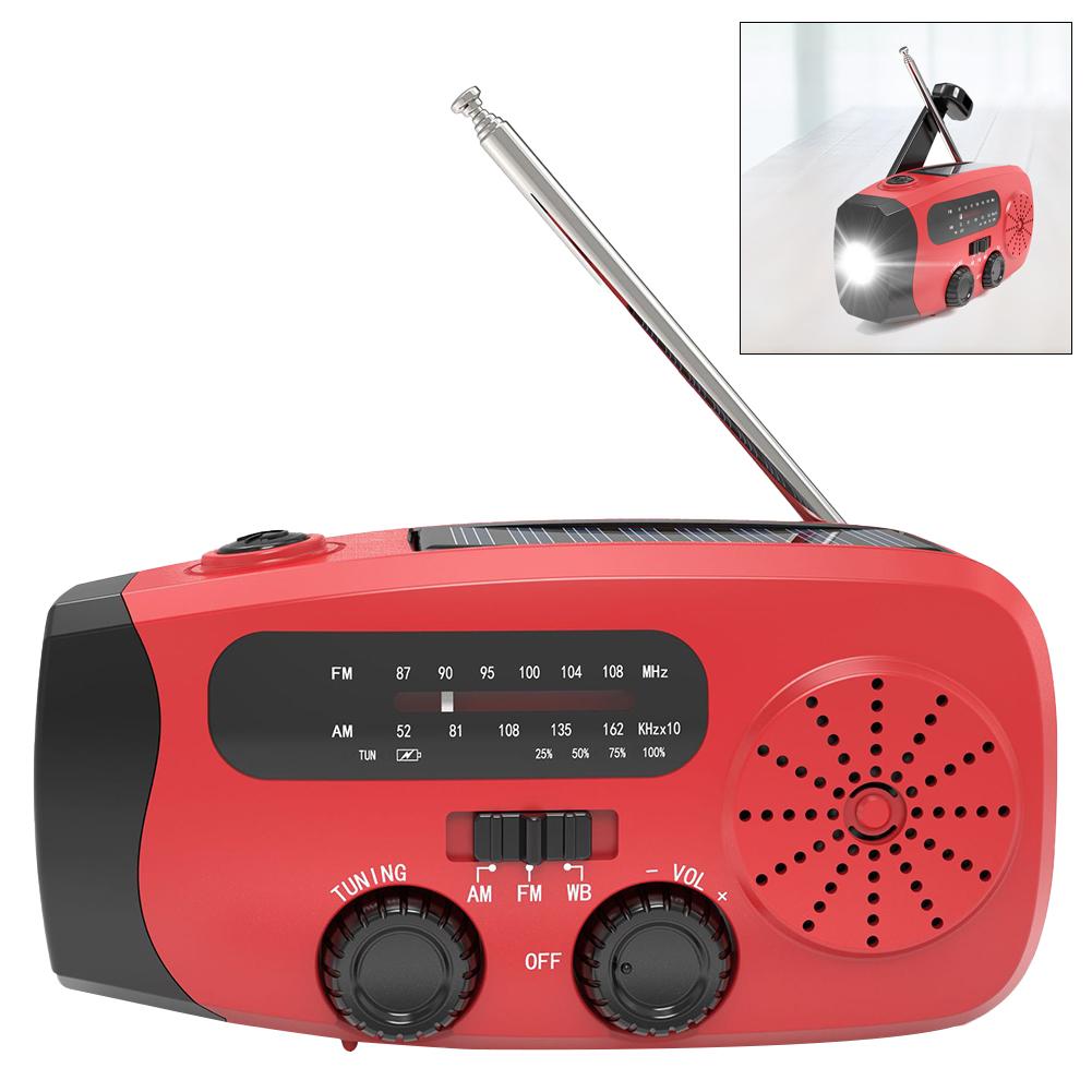 Emergency Hand Crank Radio USB Charged & Solar Power Radios Emergency Flashlight Multifunctional 2000mAh for Camping Emergency