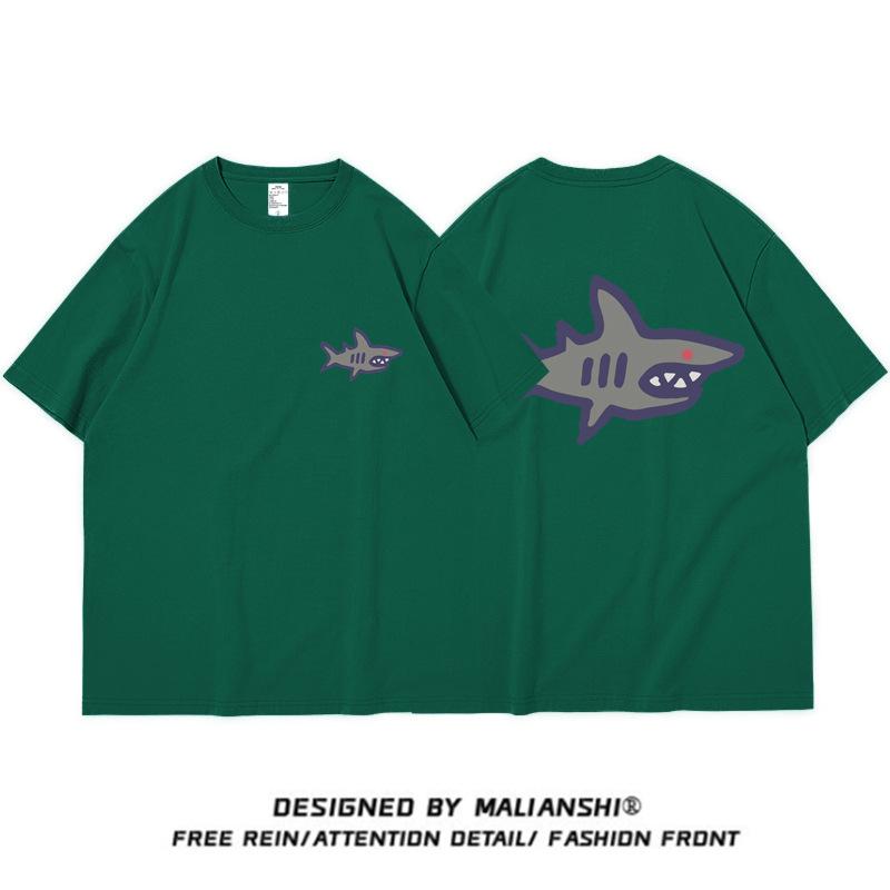 Women's Summer Shark Print Loose Fit Pure Cotton Half Sleeve T-shirt