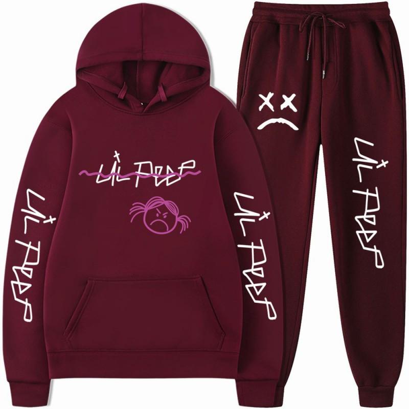Mens Streetwear Hooded Sweatshirt Pants Set Casual Outfit Trendy Urban Style